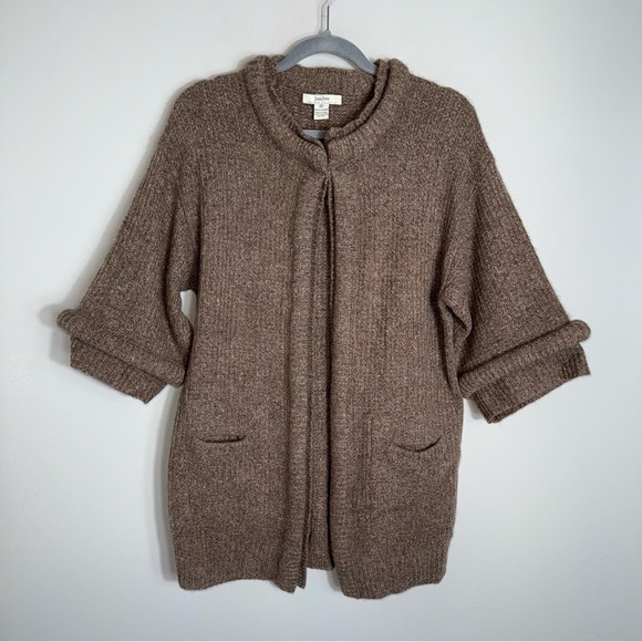 Neiman Marcus Womens Cashmere Cardigan Sweater-Short Sleeve-Tan-Size XL - Picture 1 of 8